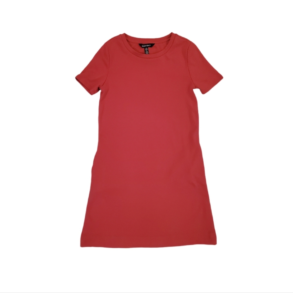 Ellen Tracy Women's‎ Coral Red Short Sleeve T-Shirt Dress With Pockets XS